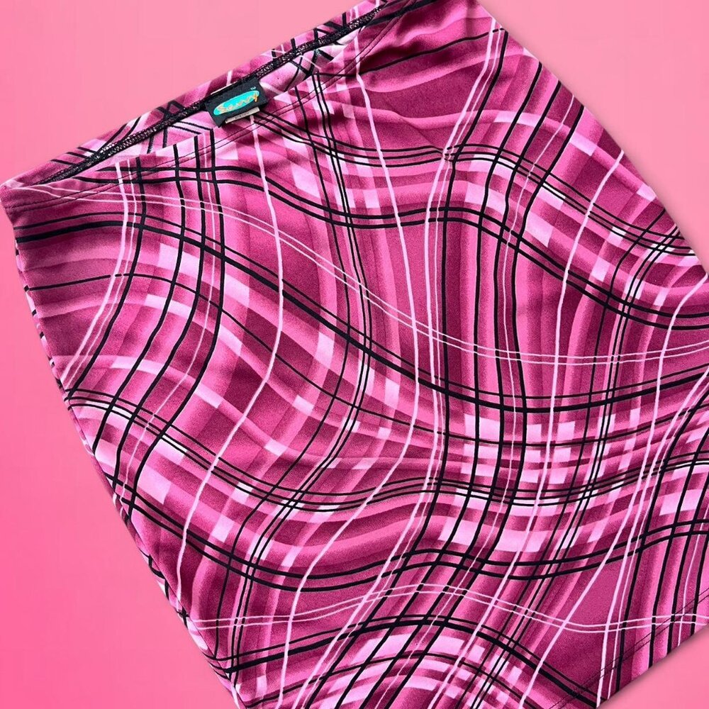 Savvy vintage y2k skirt pink plaid barbiecore preppy
